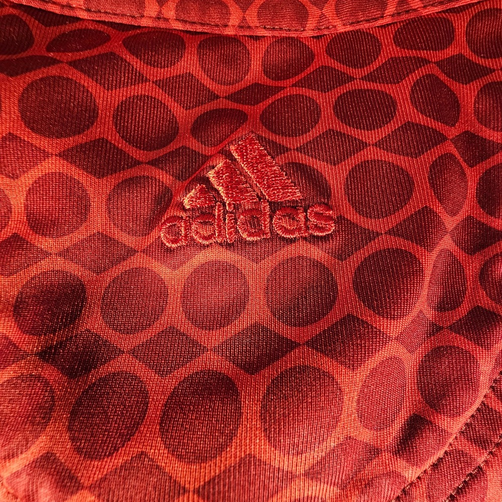 Adidas ClimaCool Mens XXL Red‎ Geometric Circle Print Golf Polo Shirt